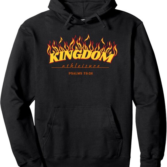 Black Christian Fitness Pullover Hoodie with Psalm 73:26 Quote, Unisex Small - Picture 1 of 2
